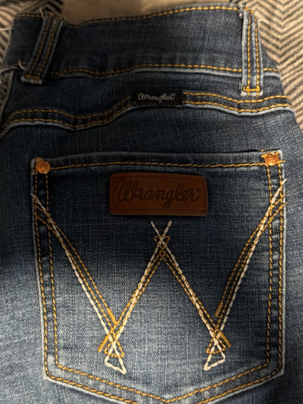 Wrangler Women’s Indigo Boot Cut Jeans with Gold Stitching